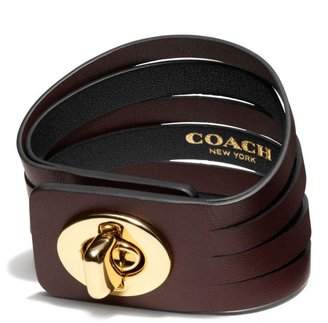 Coach Bunched Leather Large Turnlock Bracelet