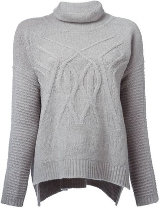 DUFFY Cable and ribbed-knit turtle-neck sweater