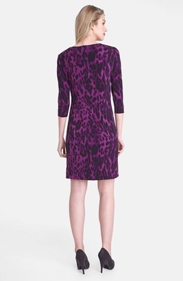 Tahari Embellished Print Jersey A-Line Dress
