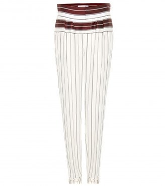 Chloé Striped Piqué And Twill Tapered Trousers