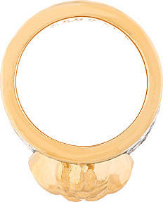 Versace SSENSE Exclusive Gold Leather Trim Medusa Ring