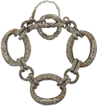 Stephen Dweck Silver Engraved Link Bracelet