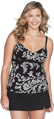 Lands' End Women's Plus Size DD-cup Beach Living Floral Paisley Underwire Tankini Top