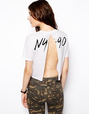 ASOS T-Shirt with Split Back and NY 90 Print