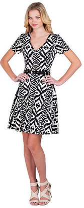 Badgley Mischka Belle Ikat Print A-Line Dress