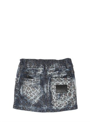 Leopard Printed Denim Skirt