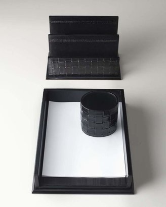 Black Woven Leather Desk Accessories