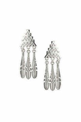 Topshop Womens Pyramid And Leaf Earrings - Silver