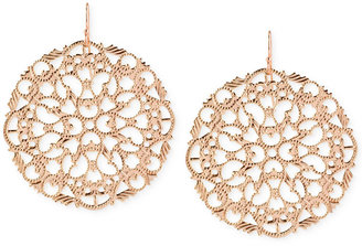 Hint of Gold Filigree Circle Drop Earrings in Rose Gold-Plated Brass