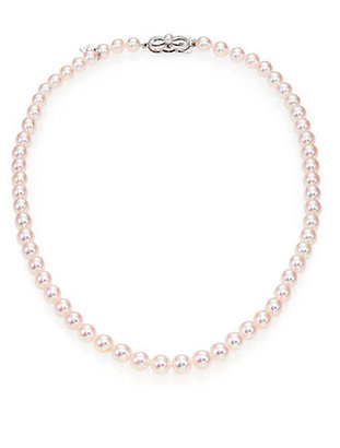 Mikimoto Essential 6MM-7MM White Cultured Akoya Pearl & 18K White Gold Strand Necklace/17"