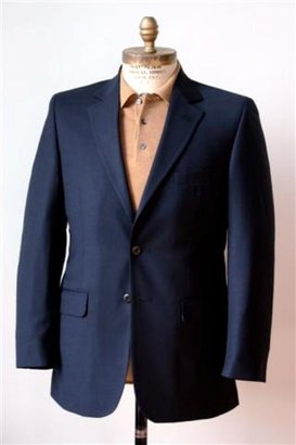 MensUSA Mens 2 Button Single Breasted Wool Suit Navy