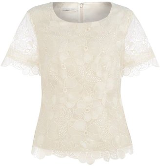 Jacques Vert Cream organza floral blouse