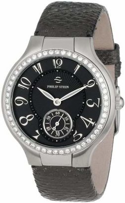 Philip Stein Teslar Women's 41D-FB-UGM Round Diamond Gunmetal Karung Strap Watch