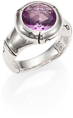 John Hardy Bamboo Amethyst & Sterling Silver Small Round Ring