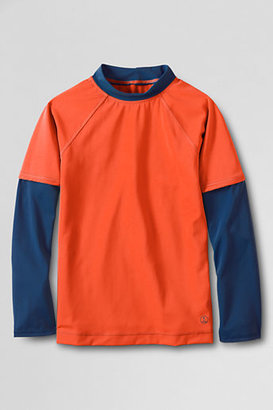 Lands' End Toddler Boys' Long Sleeve Solid Layered Rash Guard