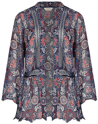 Marks and Spencer Indigo Collection Non-Iron Scallop Trim Lace Kimono Top