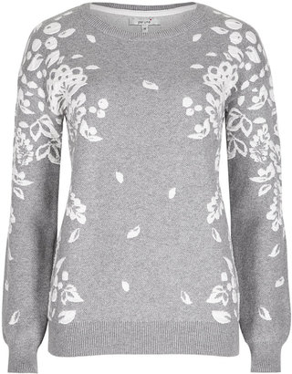 Marks and Spencer Pure Cotton Leaf Print Textured Jumper