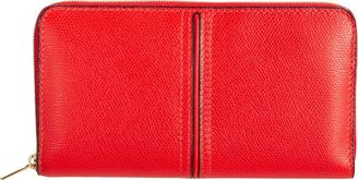 Valextra Zip Wallet with Center Costa Detail-Red