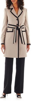 Le Suit Lesuit 3-Button Trimmed Coat with Pants