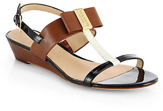 Kate Spade Vinny Leather T-Strap Wedge Sandals