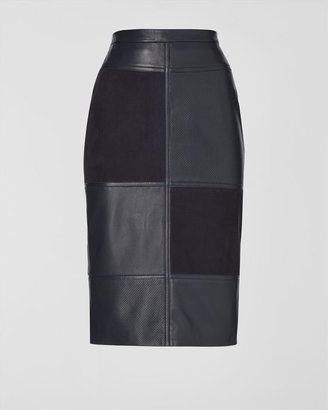 Jaeger Perforated Suede Leather Skirt