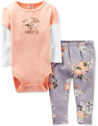 Carter's Baby Girls' 2-Piece Floral Bodysuit & Pants Set