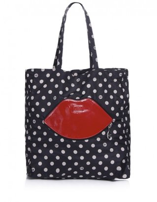 Lulu Guinness Foldaway Polka Dot Lips Tote Bag