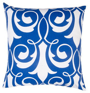 Divine Designs Damask 20x20 Cotton Pillow, Navy