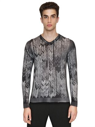 Giorgio Armani Virgin Wool Chevron Jacquard Sweater