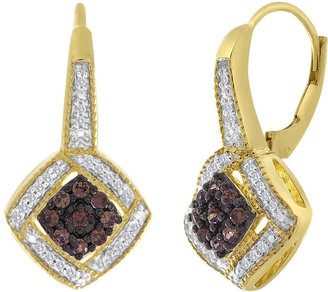 JCPenney FINE JEWELRY 1/3 CT. T.W. White & Color-Enhanced Champagne Diamond Frame Earrings