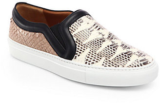 Givenchy Snake-Embossed Leather Skate Sneakers