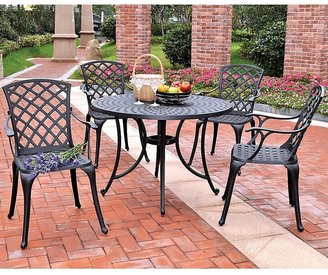Crosley 5-Piece Sedona 46.5" Round Outdoor Dining Set With High Back Chairs Black