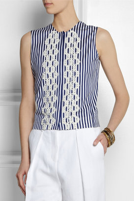 Vanessa Bruno Anina embroidered striped cotton-poplin top