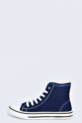 boohoo Gemma Canvas Lace Up High Top Trainer
