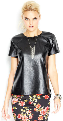 Made Fashion Week for Impulse Short-Sleeve Faux-Leather Top