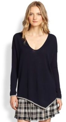 Joie Niami Contrast-Trimmed Asymmetrical Sweater