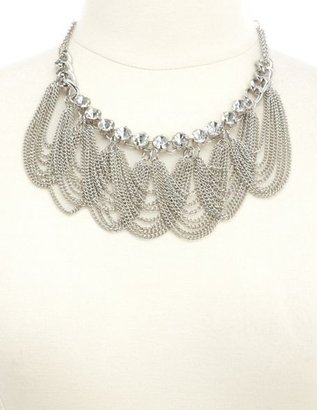Charlotte Russe Draped Chain & Rhinestone Bib Necklace