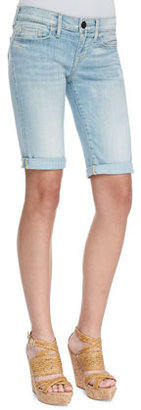 True Religion Savannah Breezy Meadow Light-Wash Cuffed Shorts