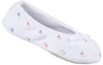 Isotoner Terry Embroidered Ballerina Slippers