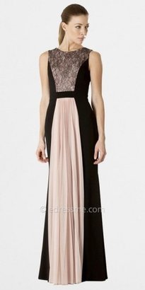 JS Collections Vintage Pleated Color Block Gowns