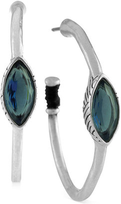 The Sak Earrings, Silver-Tone Blue Stone Hoop Earrings