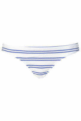 Topshop White and blue textured stripe basic bikini pants. 79% polyamide, 11% polyester, 10% elastane. machine washable.