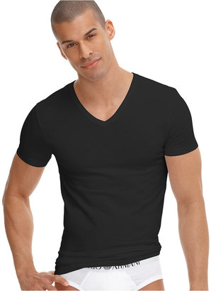 Emporio Armani men's underwear, stretch cotton v-neck Undershirt