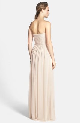 Monique Lhuillier Bridesmaids Strapless Ruched Chiffon Sweetheart Gown
