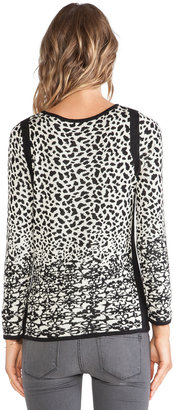 Velvet by Graham & Spencer Hayden Snow Leopard Jacquard Sweater