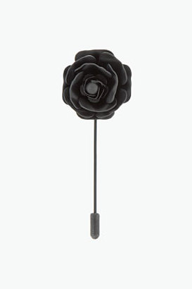 Lanvin Black Metal Flower Tie Pin