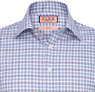 Thomas Pink Eagle Check Slim Fit Button Cuff Shirt