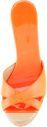 Jimmy Choo Perfume Crisscross Patent Wedge Sandal, Neon Flame