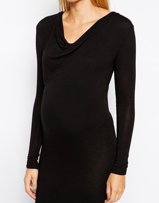 Mama Licious Mamalicious Long Sleeve Cowl Neck Knitted Sweater Dress