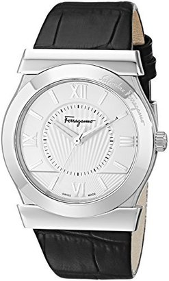 Ferragamo Men's FI0980014 Vega Stainless Steel Watch with Black Genuine Leather Band